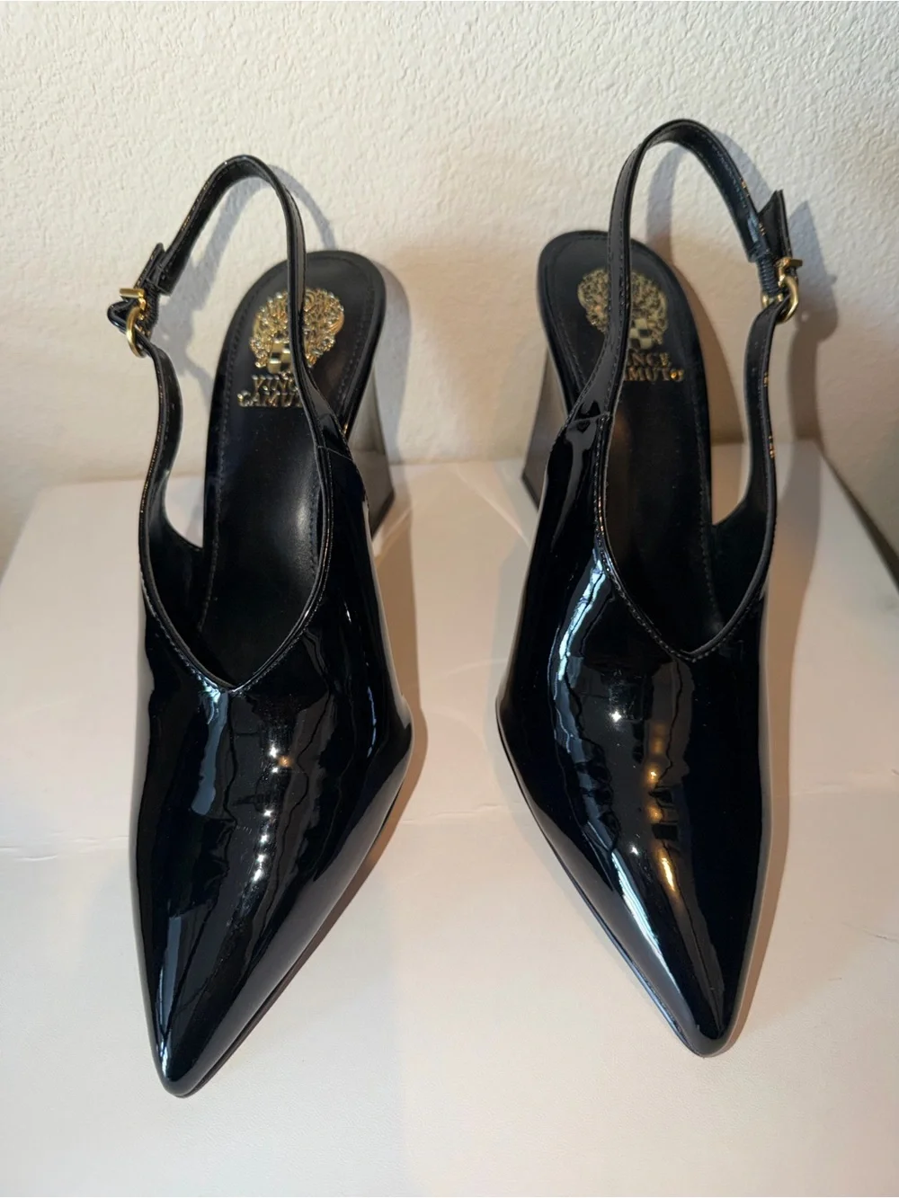 Vince Camuto ❣️ “Meristi” Patent Slingback Wedge Pumps